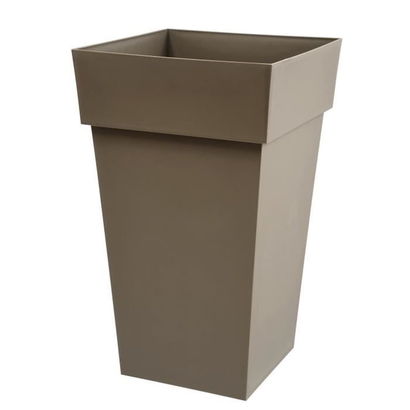 Image secondaire de EDA Pot de fleur haut carré Toscane - 39 x 39 x H 65 cm - 62 L - Taupe