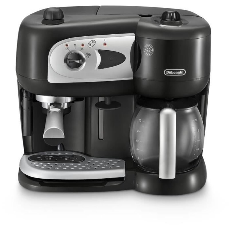 Machine Expresso combiné pompe - DeLonghi - BCO261B.1 - 15 bars - Dosettes et Café moulu - Noir et blanc