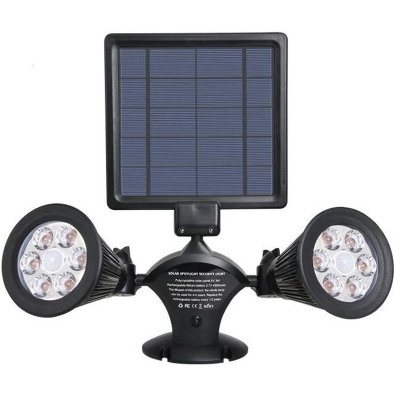 Lumisky Projecteur double spot solaire extérieur étanche avec détecteur- 12 LEDs - 600 Lm