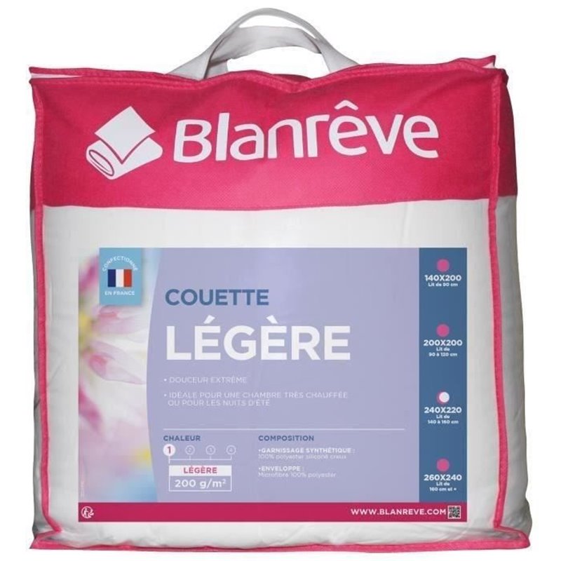 Blanreve Couette légere en microfibre - 220 x 240 cm - Blanc