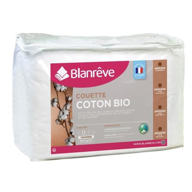 Blanreve Couette tempérée Coton BIO - 300g/m² - 240x260cm