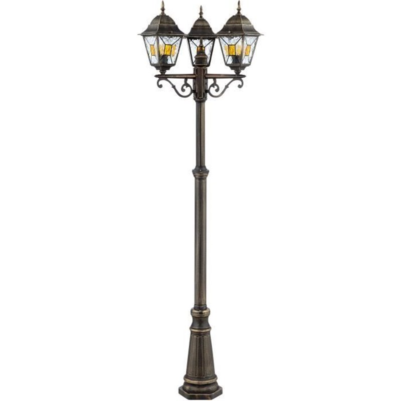 Image secondaire de Lampadaire extérieur JANEL - BRILLIANT - noir doré - métal/verre - 3x60W - IP44