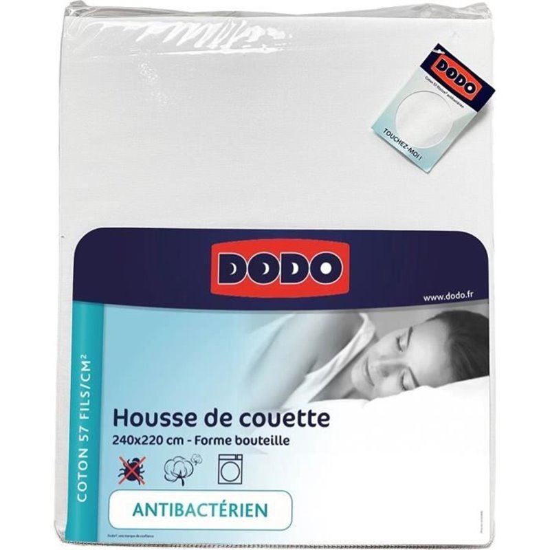 Image secondaire de Housse de couette Dodo - 260x240 cm - Coton - Antibactérien - Blanc