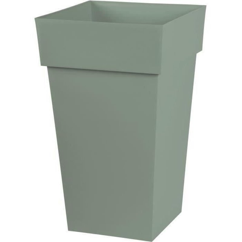 Pot de fleur haut carré Toscane - EDA PLASTIQUE - 39 x 39 x H 65 cm - 62 L - Vert laurier