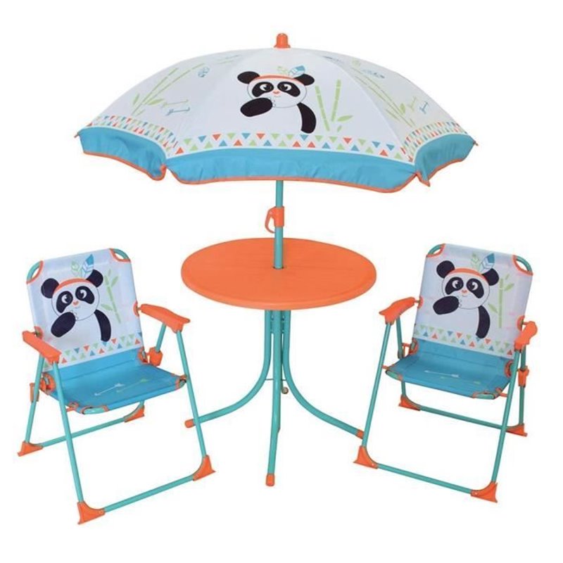 Image secondaire de FUN HOUSE 713095 INDIAN PANDA Salon de jardin avec une table, 2 chaises pliables et un parasol pour enfant