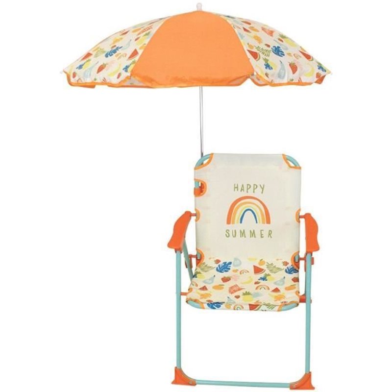 Image secondaire de FUN HOUSE Fruity's Chaise pliante camping avec parasol - H.38.5 xl.38.5 x P.37.5 cm + parasol ø 65 cm - Pour enfant