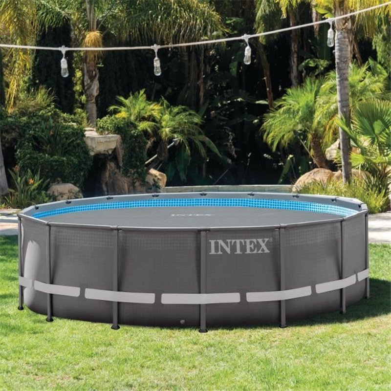 Image secondaire de Bâche a bulles pour piscine INTEX - Diametre 4,20m - Renforcée pour une meilleure durabilité - Gris