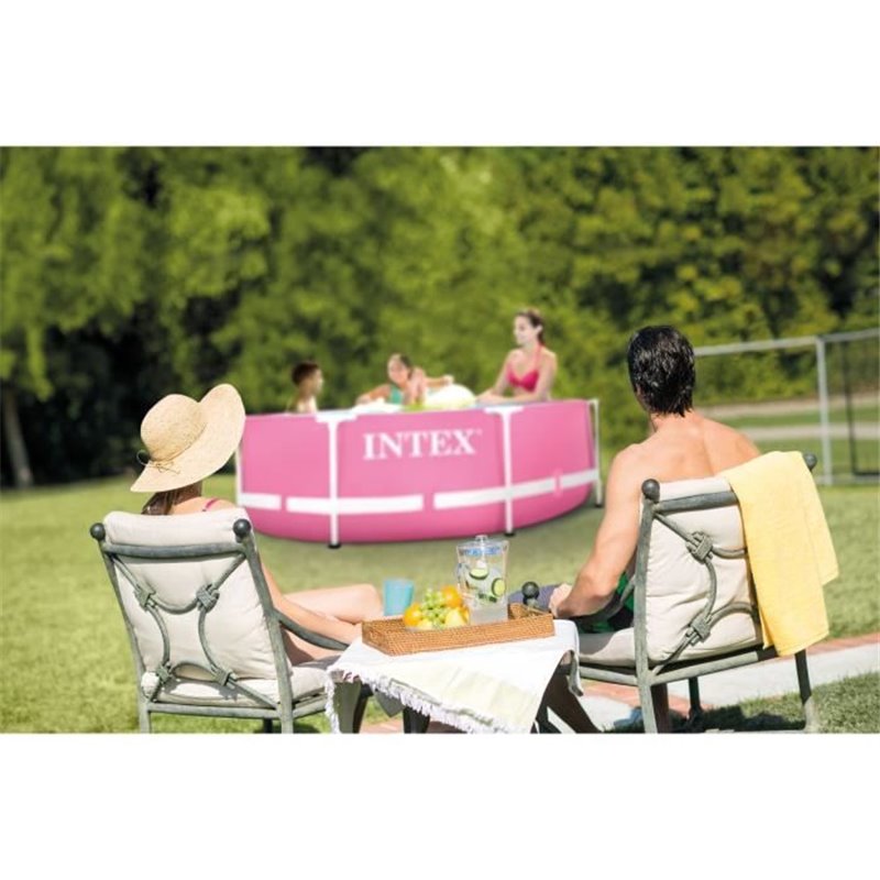 Image secondaire de Intex - Kit piscine metal frame rose ronde - tubulaire - Ø x h : 2,44 x 0,76 m