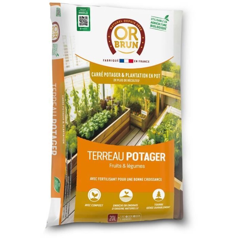 Terreau potager et carré potager - OR BRUN - OBRTCAPOT20N - 20 L