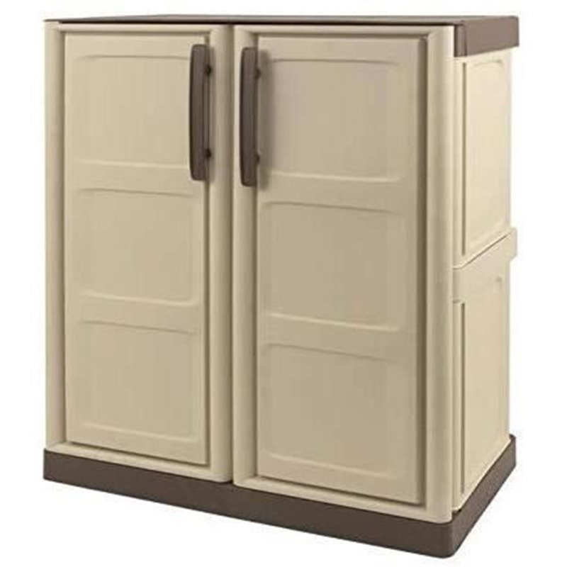 Image secondaire de Armoire de rangement basse en résine TOOD - Taupe/écru - 1 tablette - Plastique recyclable