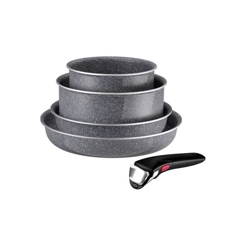 Tefal INGENIO Hard Stone Lot 5 pieces, Poeles 22/26 cm, Casseroles 16/20 cm, Poignée amovible, Non induction, Antiadhési