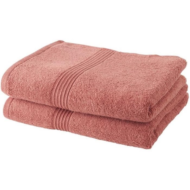 Today Lot de 2 Serviettes de Bain 100% coton - 50x100 cm - Terracotta