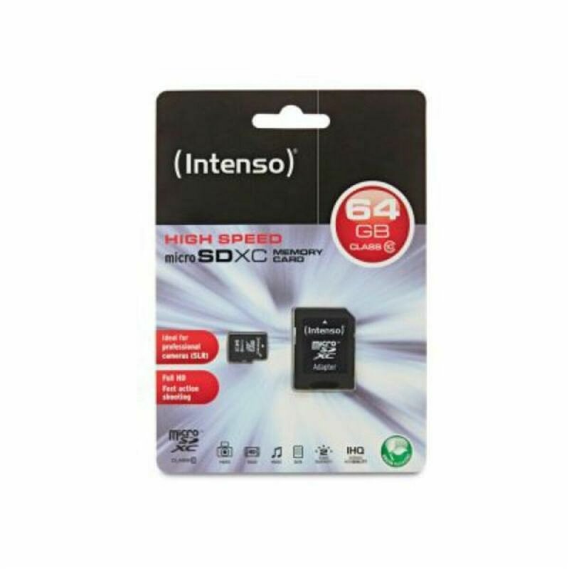 Carte Mémoire Micro SD avec Adaptateur Intenso 3413490 64 GB Cours 10