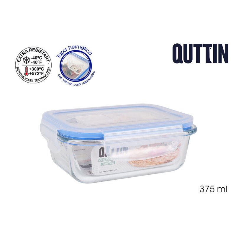 Image secondaire de Boîte à lunch hermétique Quttin Rectangulaire 375 ml (12 Unités)