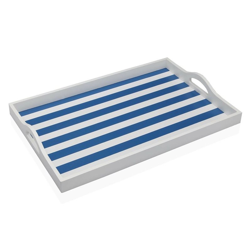 Plateau Versa Bleu Bois MDF 30 x 5 x 45 cm Rayures