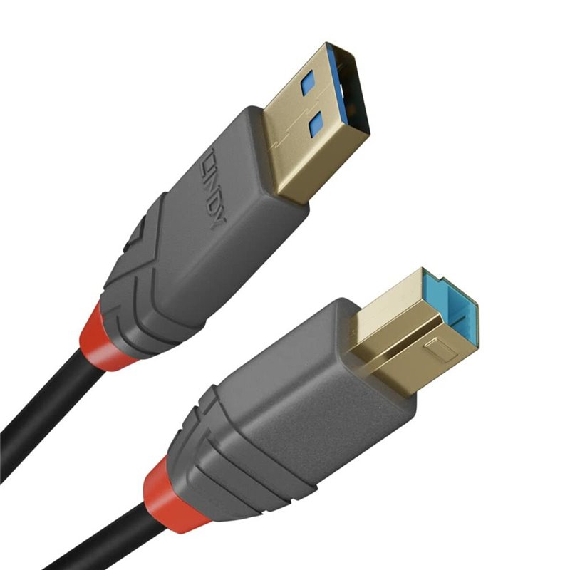 Lindy 36742 câble USB 2 m USB 3.2 Gen 1 (3.1 Gen 1) USB A USB B Noir, Gris