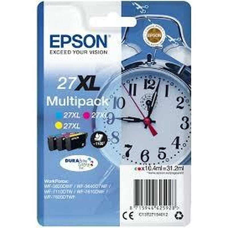 Epson Alarm clock 27XL DURABrite Ultra cartouche d'encre 1 pièce(s) Original Rendement élevé (XL) Cyan, Magenta, Jaune