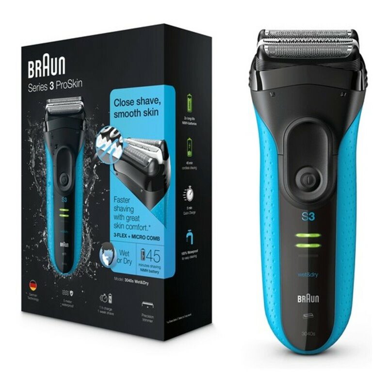 Braun Series 3 3040s Rasoir à grille Tondeuse Noir, Bleu