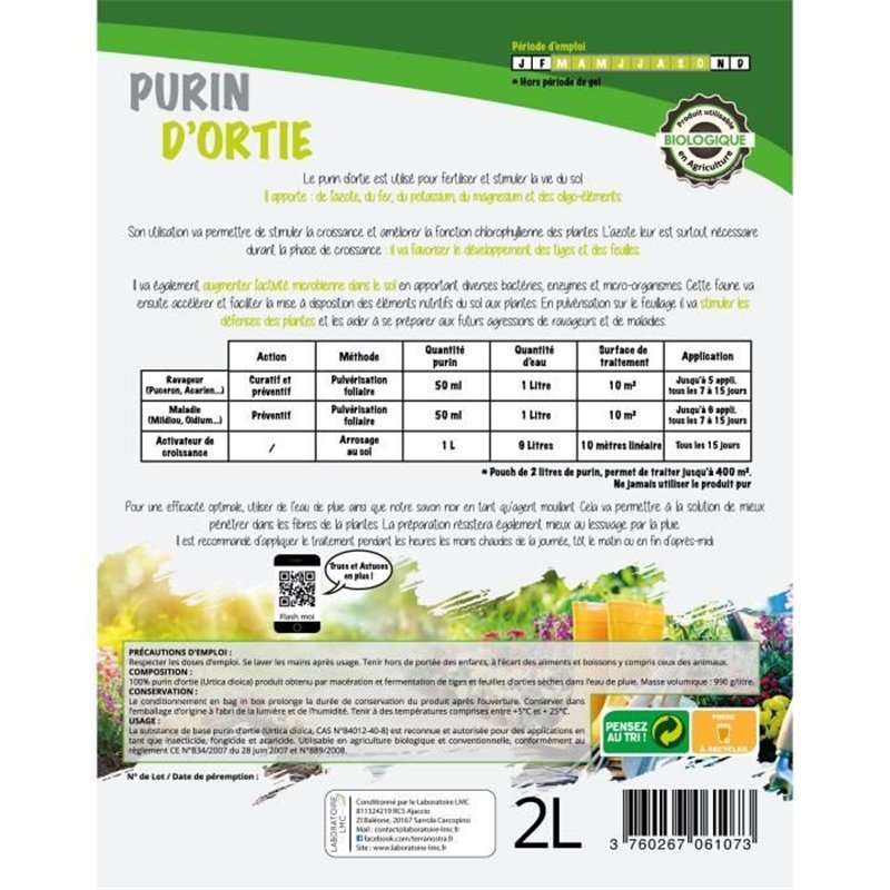 Image secondaire de Terra NOSTRA - Purin d'ortie - Pouch 2L Concentré - Préparation 100% Naturelle - Utilisable en agriculture biologique