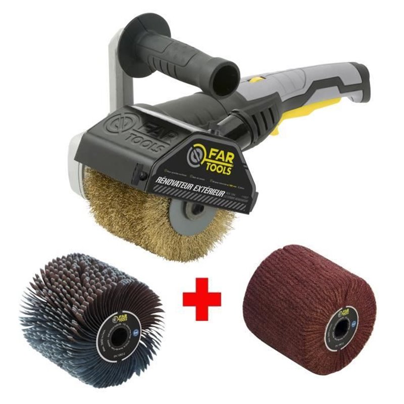 Fartools Rénovateur REX120C + brosse lanieres abrasives et fibre synthétique Pour bois et métal - Surfaces planes o