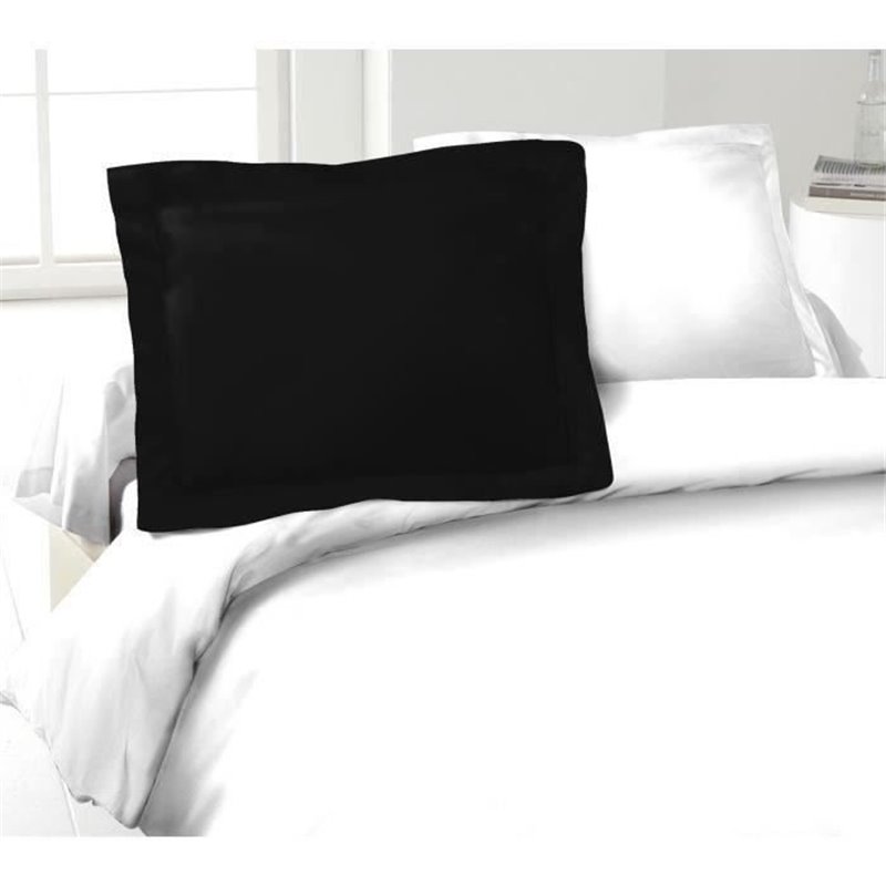 Lovely HOME Lot de 2 Taies d'Oreillers 100% coton 50x70 cm - Noir