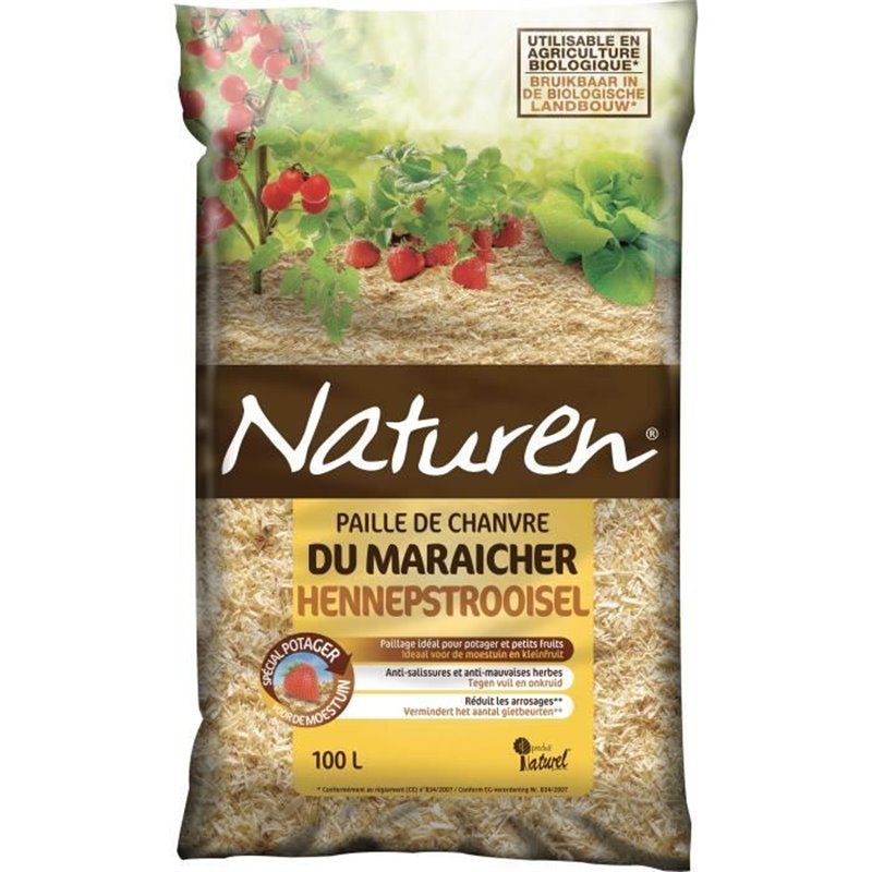 Naturen Paille de Chanvre UAB 100L - Protège le potager et enrichit le sol