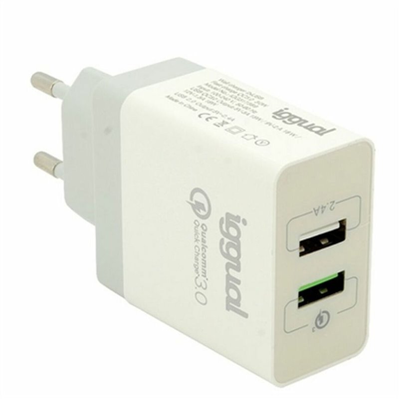 Iggual IGG317389 chargeur d'appareils mobiles Universel Blanc Secteur Charge rapide Intérieure