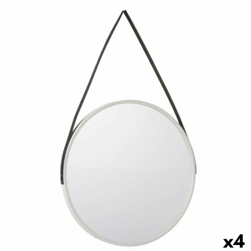 Miroir mural Blanc Noir Verre Cuir Synthétique 45 x 45 x 3 cm (4 Unités)