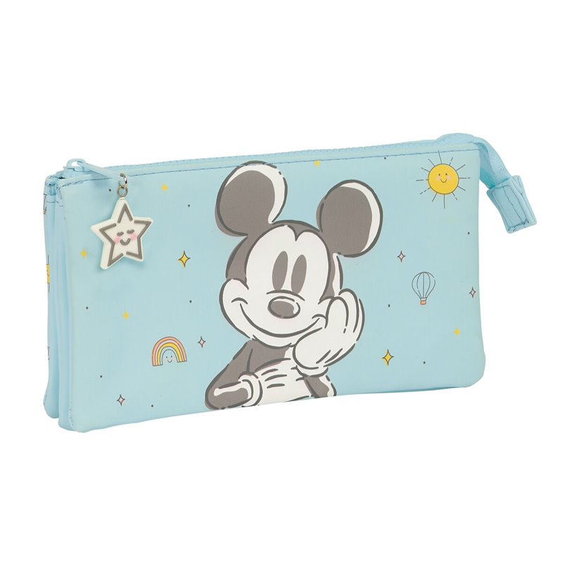 Trousse Fourre-Tout Triple Mickey Mouse Clubhouse Baby Bleu clair 22 x 12 x 3 cm