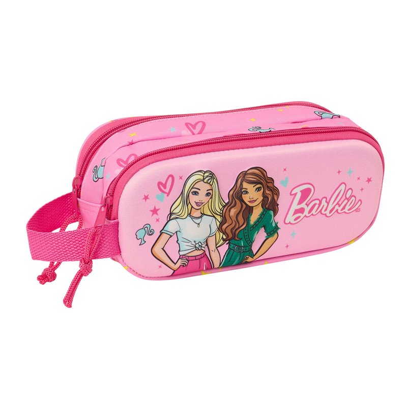 Trousse Fourre-Tout Double Barbie Rose Fuchsia 21 x 8 x 6 cm 3D