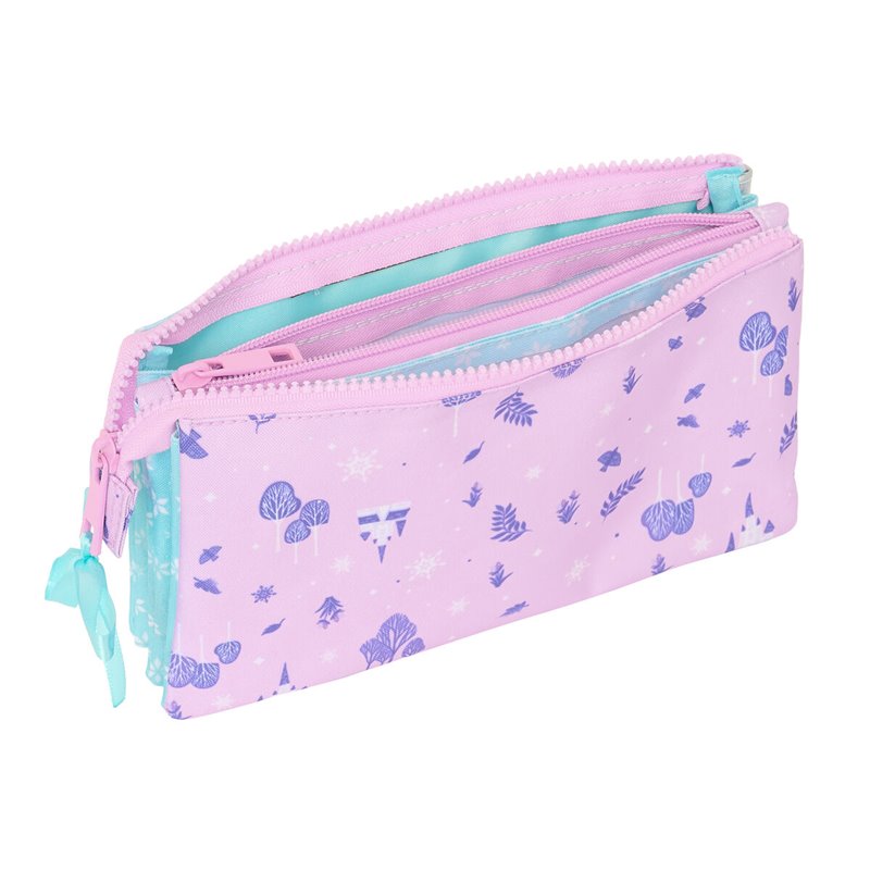 Image secondaire de Trousse Fourre-Tout Triple Frozen Cool days Violet Bleu ciel 22 x 12 x 3 cm