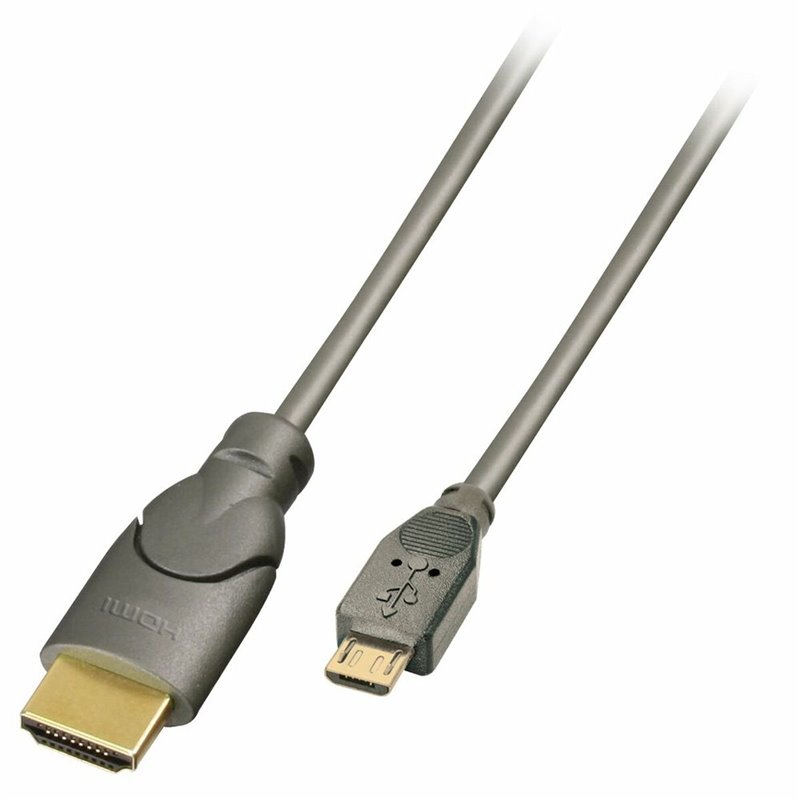 Lindy 0.5m HDMI - USB 2.0 Micro B M/M 0,5 m Micro USB Noir, Anthracite