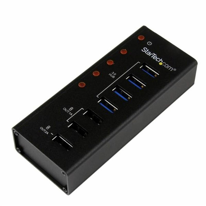 Startech.com Hub USB 3.0 (5Gbps) Alimenté de 4 ports avec Station de Recharge de 3 ports USB (2 x 1A, 1 x 2A) - Fixation