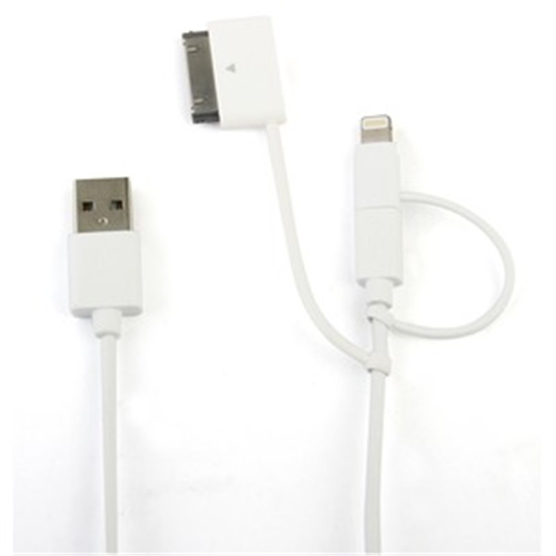 Spring Câble 3En1 2.4A 30 Pin/Micro-USB/Lightning Blanc