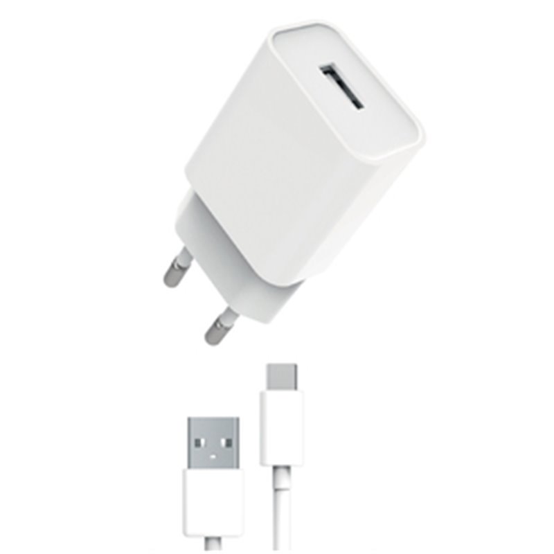 Pack Chargeur Secteur 12W + Câble USB-A USB-C Blanc