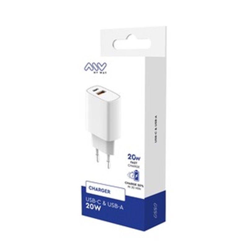 Image secondaire de Chargeur Secteur Pd 20W USB-C + Qc 18W USB-A Blanc