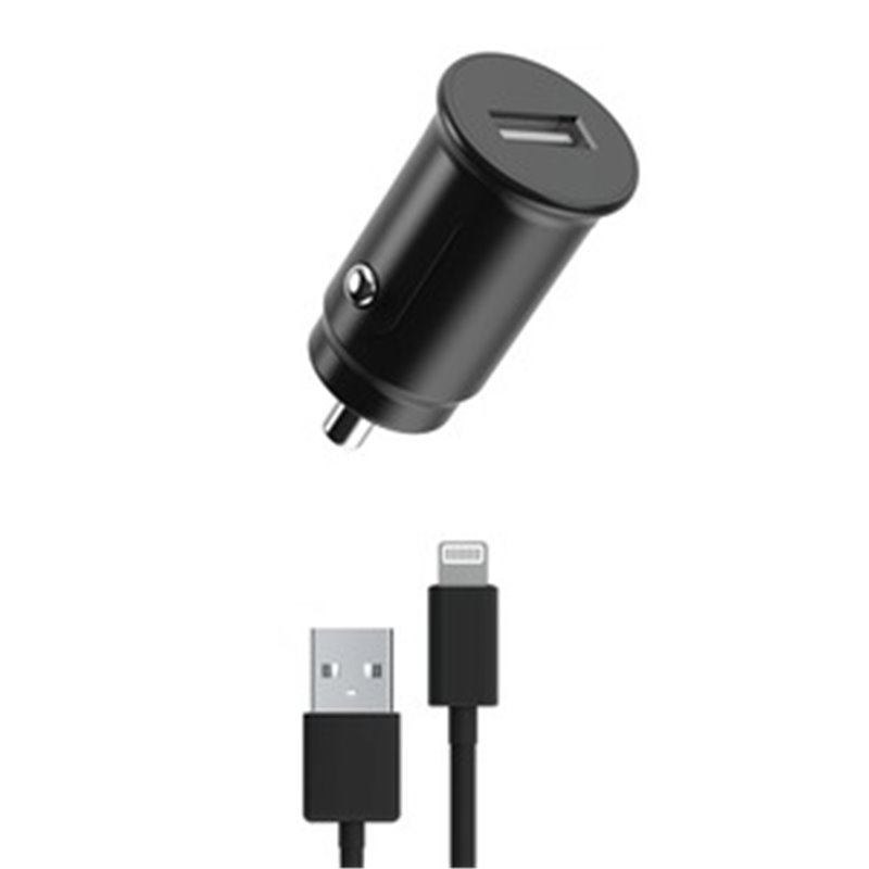 Pack Chargeur Voiture 12W + USB-A Lightning Noir