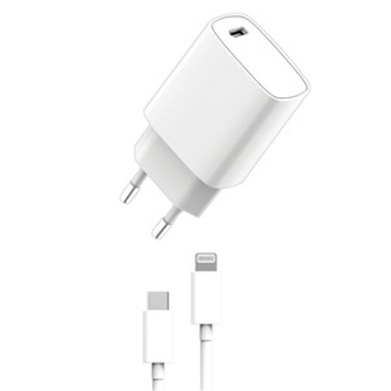 Pack Chargeur Secteur Pd 20W + USB-C Lightning Blanc