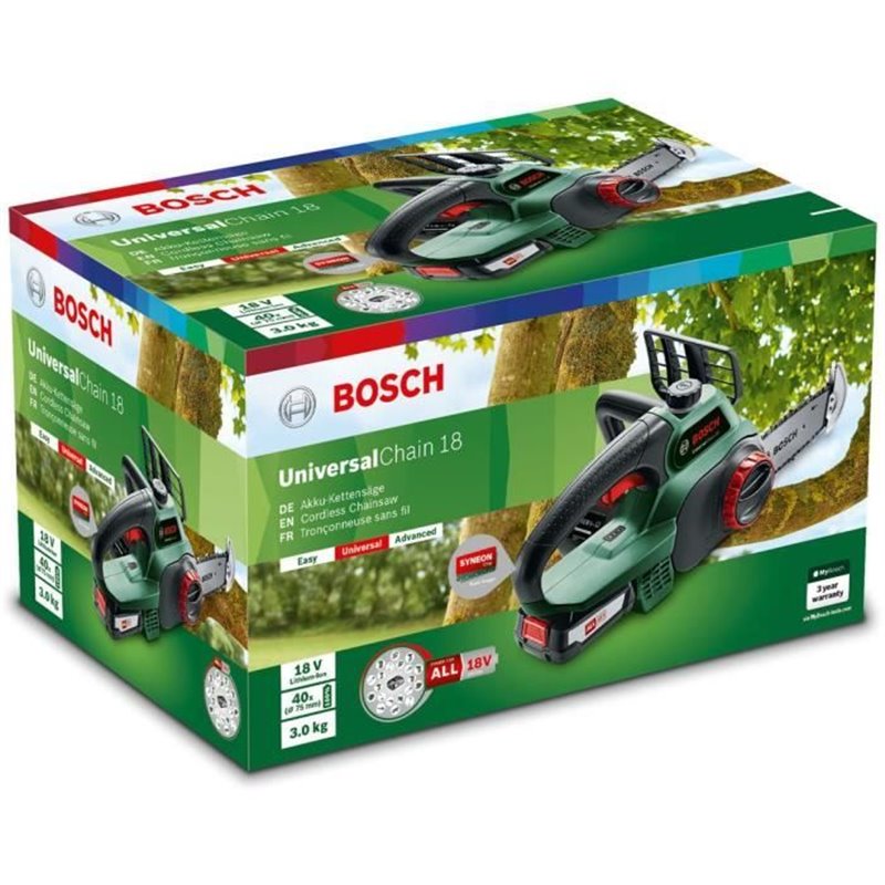 Image secondaire de Bosch Tronçonneuse sans fil - UniversalChain 18 (Livré avec : 1 batterie 18V 2,5Ah)