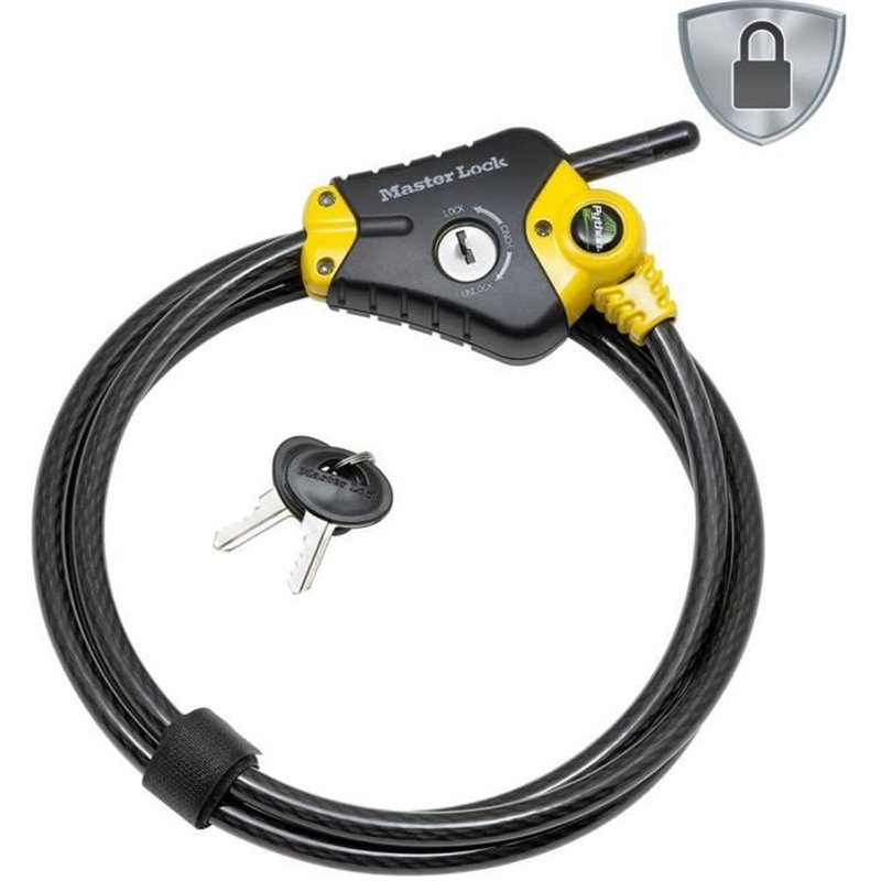 Antivol - Master Lock - Python 8433EURD - Longueur ajustable de 30 cm a 1,8 m - Acier torsadé - Noir