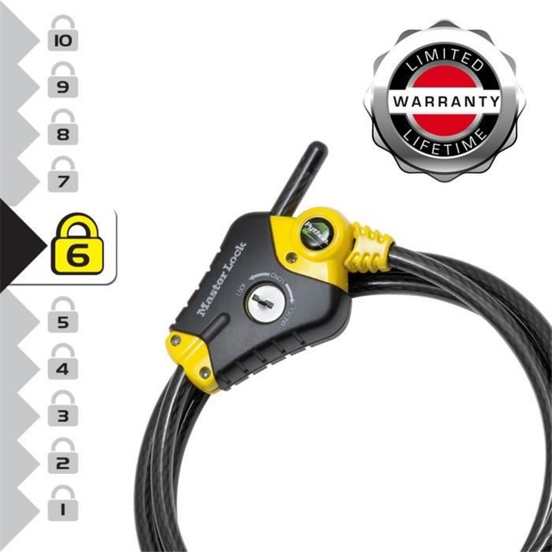 Image secondaire de Antivol - Master Lock - Python 8433EURD - Longueur ajustable de 30 cm a 1,8 m - Acier torsadé - Noir