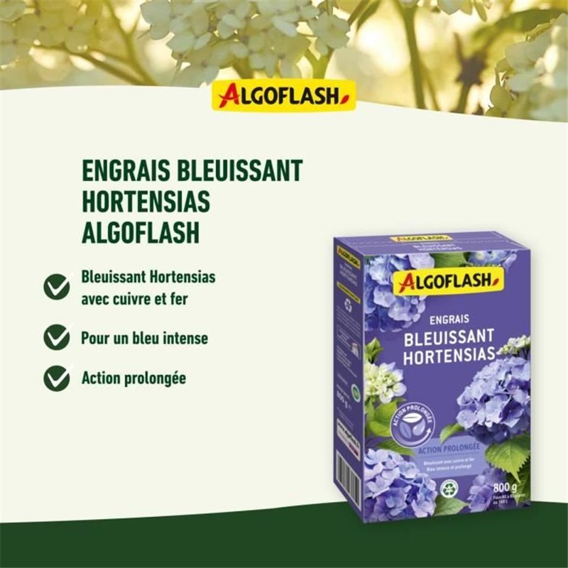 Image secondaire de Engrais Bleuissant Hortensias - ALGOFLASH NATURASOL NATURASOL - Action prolongée 800g