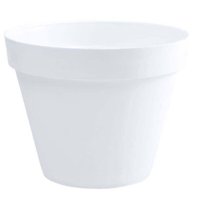 EDA Pot de fleur rond Toscane - Ø 48 x H 40 cm - 43 L - Blanc