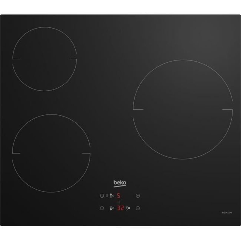 Table de cuisson vitrocéramique - BEKO - 3 foyers - 60 cm - HIC63400