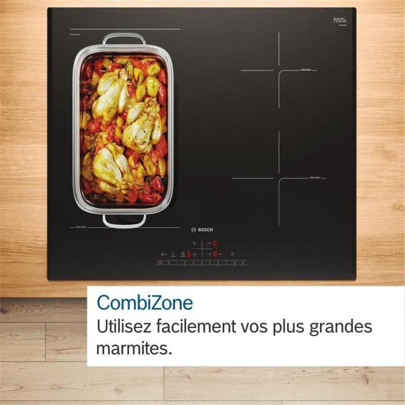 Image secondaire de Table induction 60cm - Bosch SER6 - PVS63KHC1E Noir - 4-foyers - Home Connect - L592xP522 mm