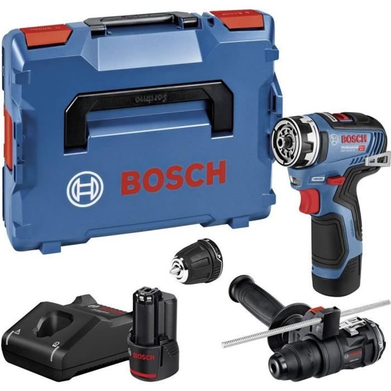 Perceuse-Visseuse Bosch Professional GSR 12V-35 FC + embouts + 2 Batteries 12V 3,0 Ah + 1 Chargeur, Lboxx - 06019H3009