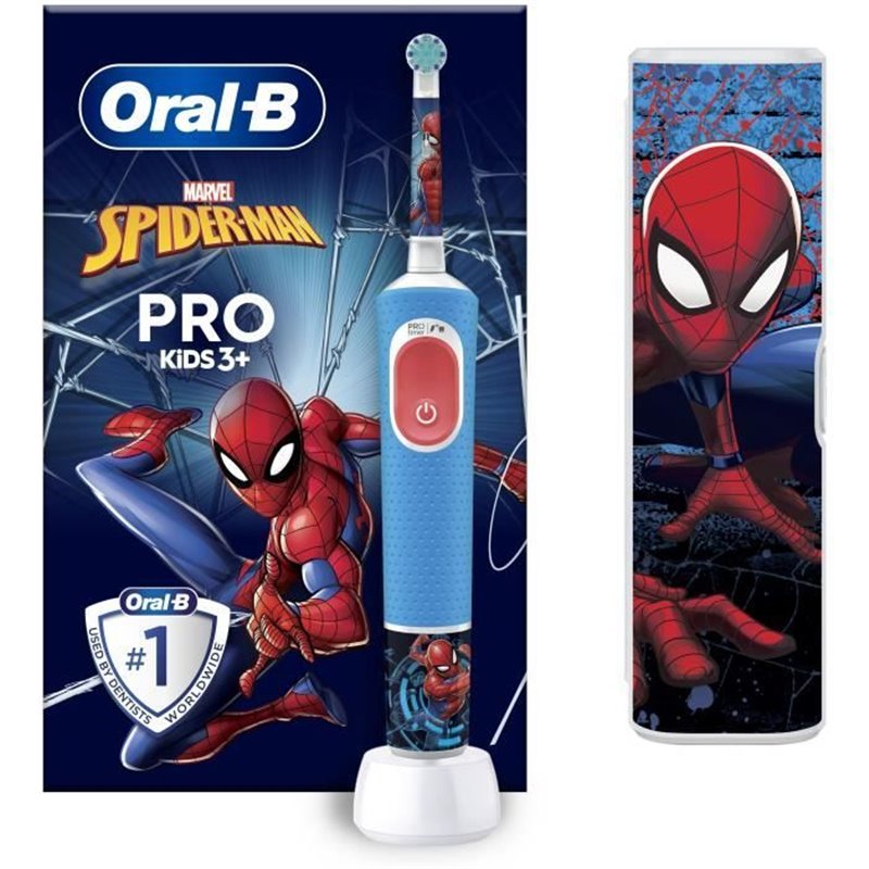 Oral-B Vitality Pro Kids Spiderman Enfant Brosse à dents rotative oscillante Bleu, Rouge