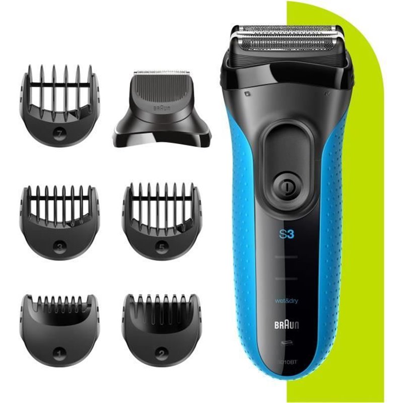 Rasoir électrique barbe homme - Braun - Series 3 Shave & Style 3010BT - Technologie Wet & Dry - Noir / Bleu