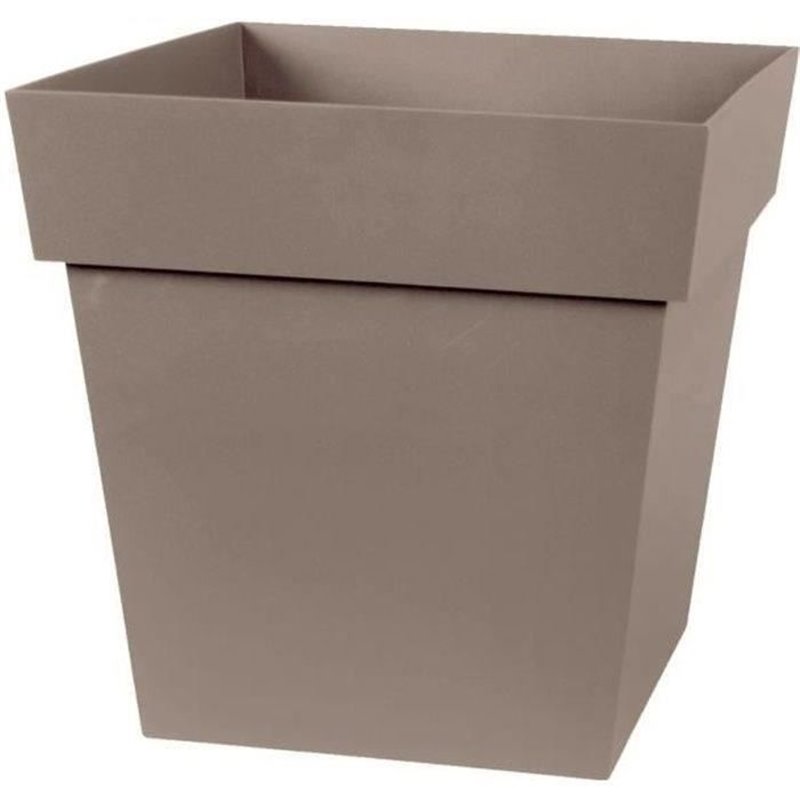 EDA Pot de fleur carré Toscane - 32 x 32 x H 32 cm - 22 L - Taupe