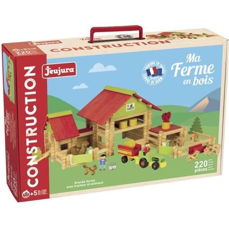 Jeujura Grande ferme avec tracteur et animaux - 220 pieces